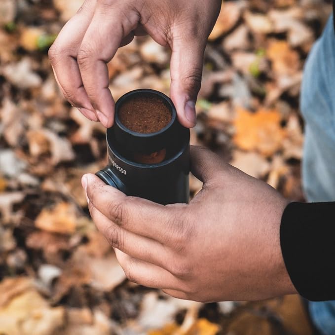 WACACO Nanopresso Portable Espresso Maker, Upgrade Version of Minipresso, 18 Bar Pressure, Extra Small Travel Coffee Maker, Manually Operated, Compatible with Ground Coffee