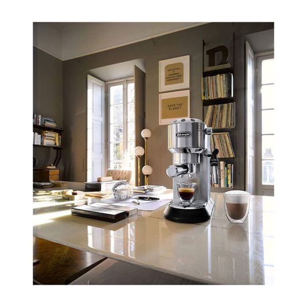 Delonghi Dedica Coffee Machine, 15 Bar, Silver - EC685